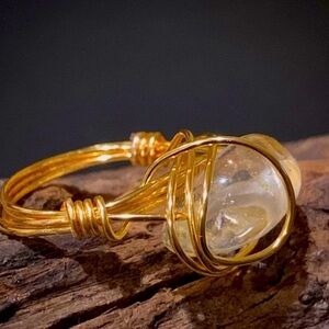 Elegant Gold Wire Wrapped Citrine Ring 🇺🇸